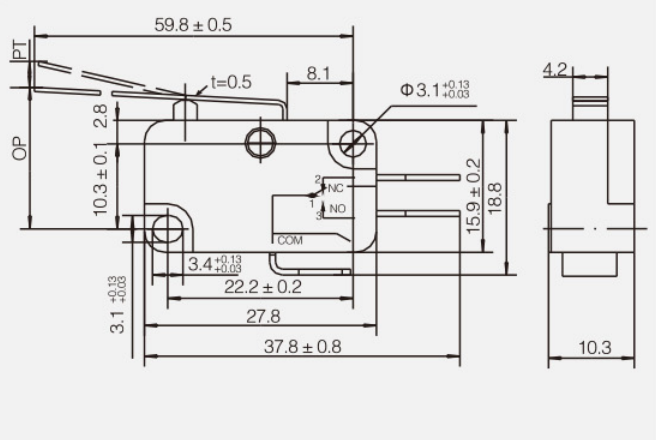 KV-153-1C25微动开关|限位开关产品型号-参数-接线图