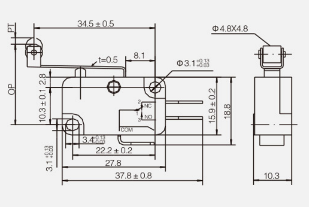 KV-156-1C25微動(dòng)開關(guān)|限位開關(guān)產(chǎn)品型號(hào)-參數(shù)-接線圖