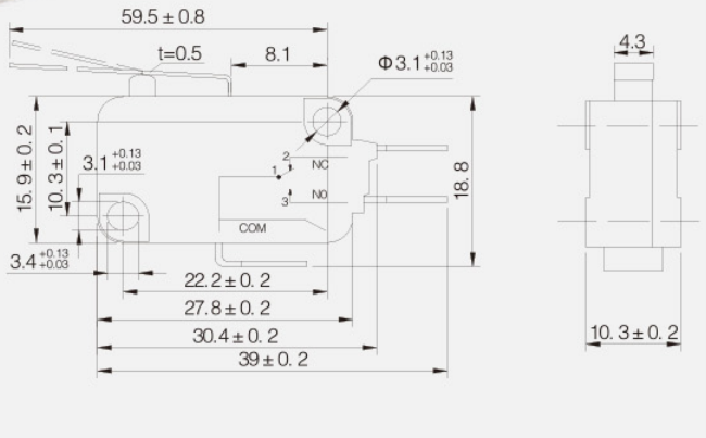 KV-153-1C25微動開關(guān)|限位開關(guān)產(chǎn)品型號-參數(shù)-接線圖