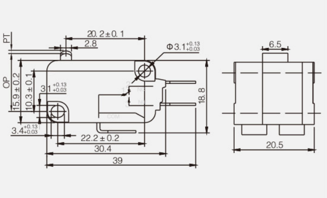 KV-15-2C25微动开关|限位开关产品型号-参数-接线图