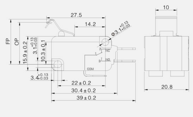 KV-152-2C25(Y)微動(dòng)開關(guān)|限位開關(guān)產(chǎn)品型號(hào)-參數(shù)-接線圖