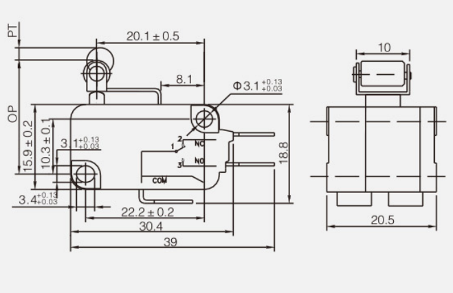 KV-155-2C25微動開關(guān)|限位開關(guān)產(chǎn)品型號-參數(shù)-接線圖