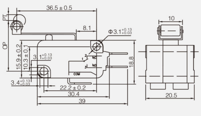 KV-156-2C25微動開關(guān)|限位開關(guān)產(chǎn)品型號-參數(shù)-接線圖