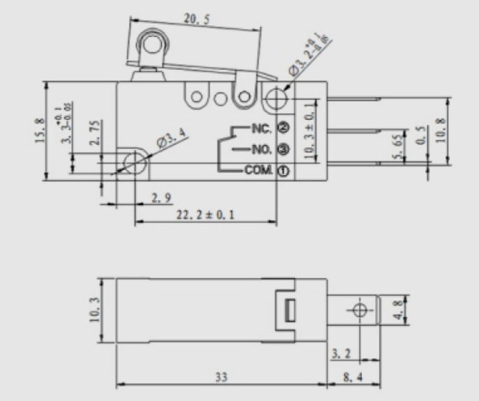 KV-105-CT微动开关|限位开关产品型号-参数-接线图