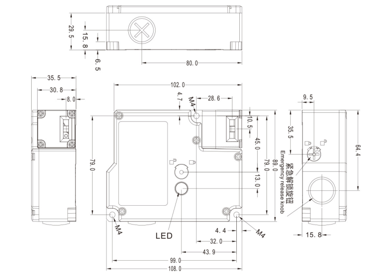 KEL-B电磁锁安全门开关|安全传感器产品型号-参数-尺寸图