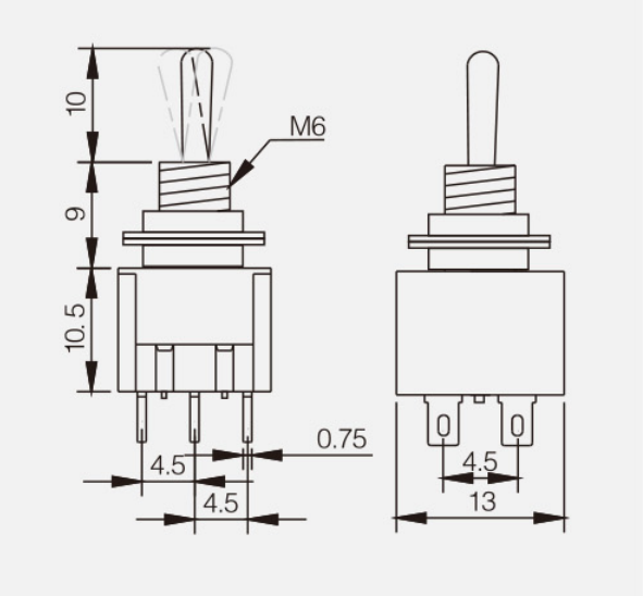 DPDT ON-OFF-ON KTS-203紐子開關(guān)|按鈕開關(guān)產(chǎn)品型號(hào)-參數(shù)-接線圖