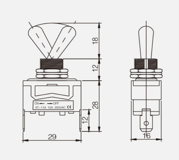 SPST ON-OFF KT-11A纽子开关|按钮开关产品型号-参数-接线图