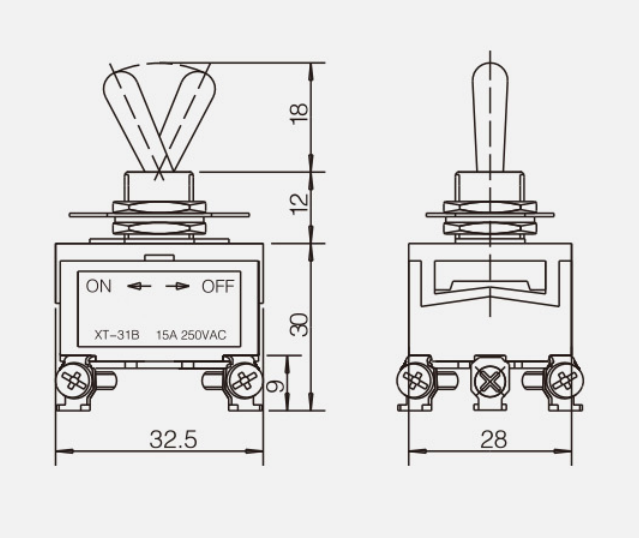 TPST ON-OFF KT-31B纽子开关|按钮开关产品型号-参数-接线图