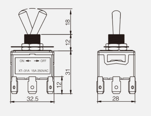 TPST ON-OFF KT-31A纽子开关|按钮开关产品型号-参数-接线图