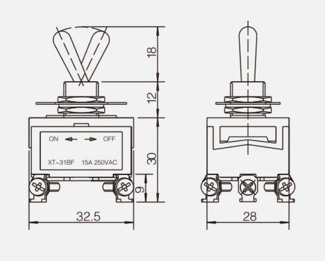 FPDT Auto Reset (ON)-OFF-(ON) KT-43BF纽子开关|按钮开关产品型号-参数-接线图