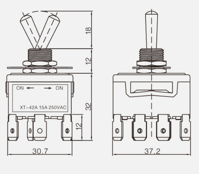 FPDT ON-ON KT-42A纽子开关|按钮开关产品型号-参数-接线图