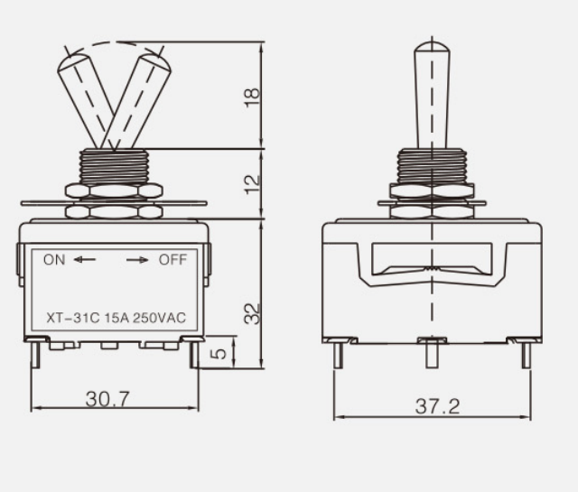 FPST ON-OFF KT-31C钮子开关|按钮开关产品型号-参数-接线图