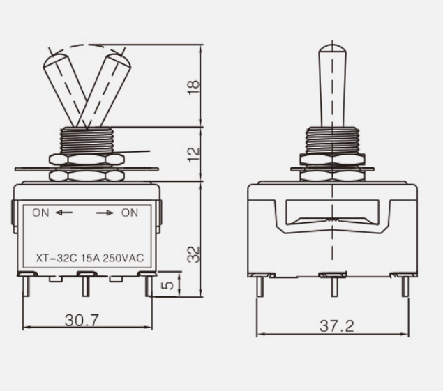 FPDT ON-ON KT-32C纽子开关|按钮开关产品型号-参数-接线图