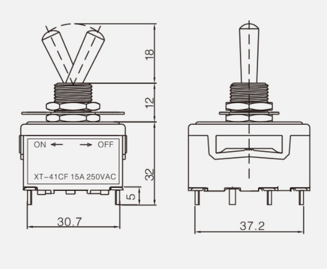 TPST Auto Reset(ON)-OFFKT-41CF纽子开关|按钮开关产品型号-参数-接线图