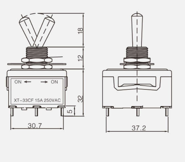 FPDT Auto Reset (ON)-OFF-(ON)KT-33CF钮子开关|按钮开关产品型号-参数-接线图