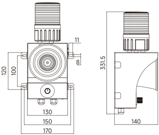 KJT-LM301B 485控制聲光報(bào)警器|485聲光報(bào)警器型號(hào)-參數(shù)-尺寸圖