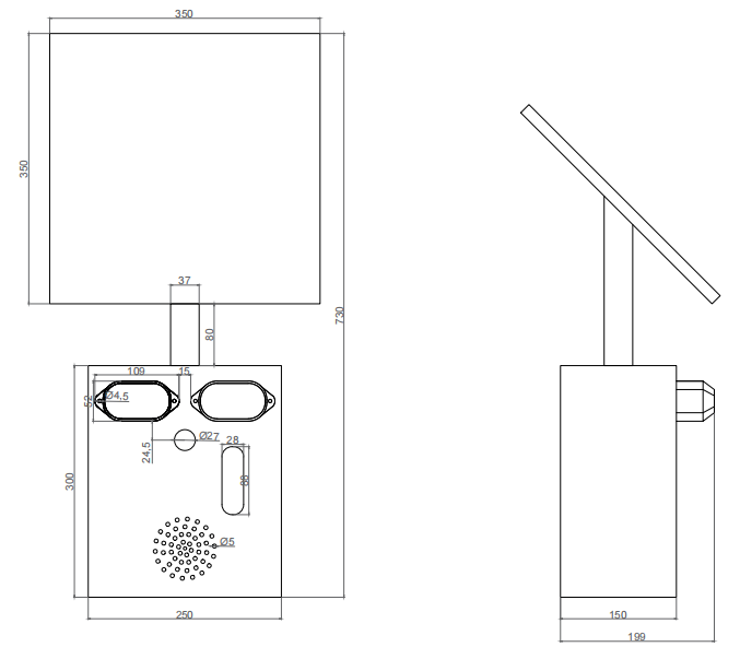 太阳能语音报警器KJT-SVA01|太阳能语音报警器产品-型号-参数-尺寸图