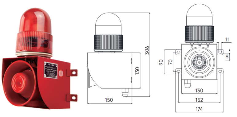 KJT-LV001A聲光報(bào)警器|通電聲光報(bào)警器產(chǎn)品型號(hào)-接線圖