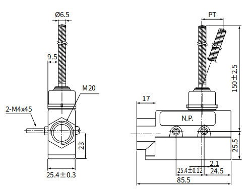 KM-6106卧式限位开关|卧式限位开关产品型号-接线图