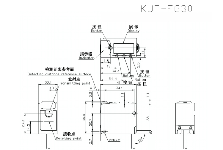 放大器内置型TOF 激光传感器 TG30|激光测距传感器产品型号-参数-接线图