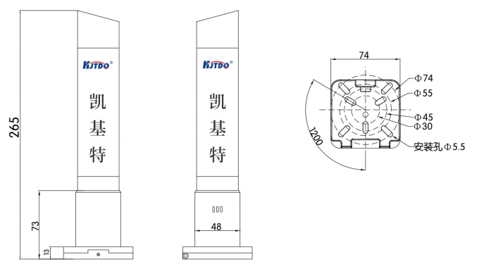 KJTML50系列內雕款金屬三色燈|金屬三色燈型號-參數-尺寸圖-接線圖
