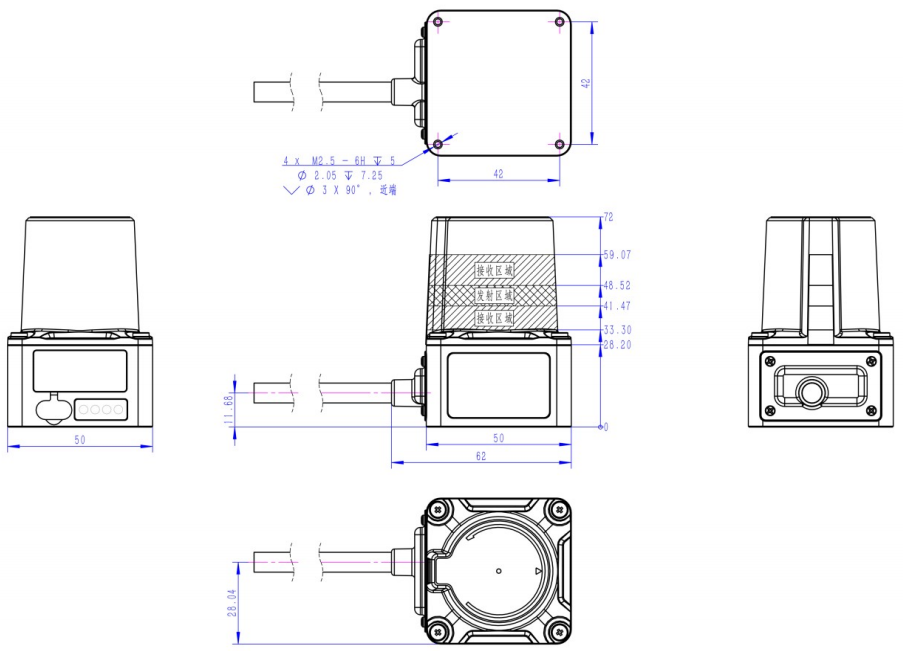 KJT-LR10 单线激光雷达传感器|激光雷达传感器型号-参数-尺寸图 KJT-LR10 单线激光雷达传感器|激光雷达传感器型号-参数-尺寸图