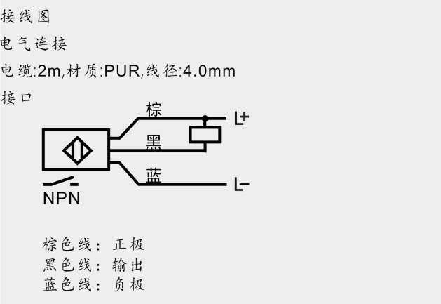 M12/L=50mm霍爾傳感器 磁鐵N極感應|霍爾傳感器型號-參數-尺寸圖