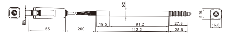 KWT2-10 光栅笔式位移传感器|位移传感器型号-参数-尺寸图