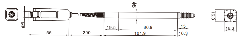 KWT2-5 光栅笔式位移传感器|位移传感器型号-参数-尺寸图