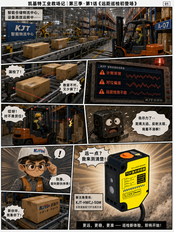 凯基特工业救场记|KJT-50M TOF激光光电传感器 凯基特工业救场记|KJT-50M TOF激光光电传感器
