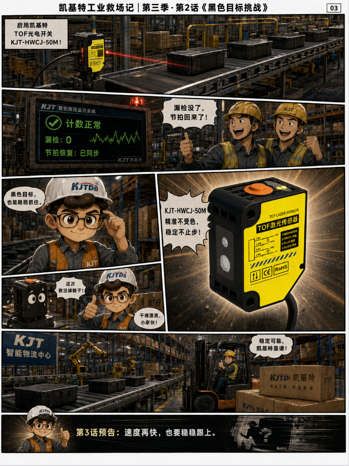 凯基特工业救场记|KJT-50M TOF激光光电传感器 凯基特工业救场记|KJT-50M TOF激光光电传感器