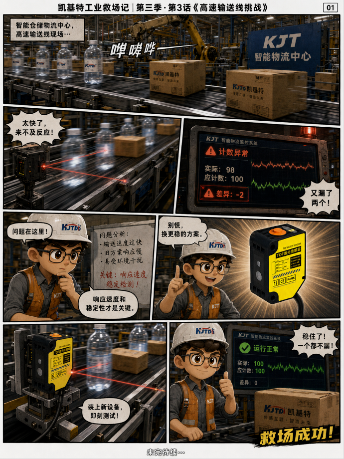 凯基特工业救场记|KJT-50M TOF激光光电传感器 凯基特工业救场记|KJT-50M TOF激光光电传感器