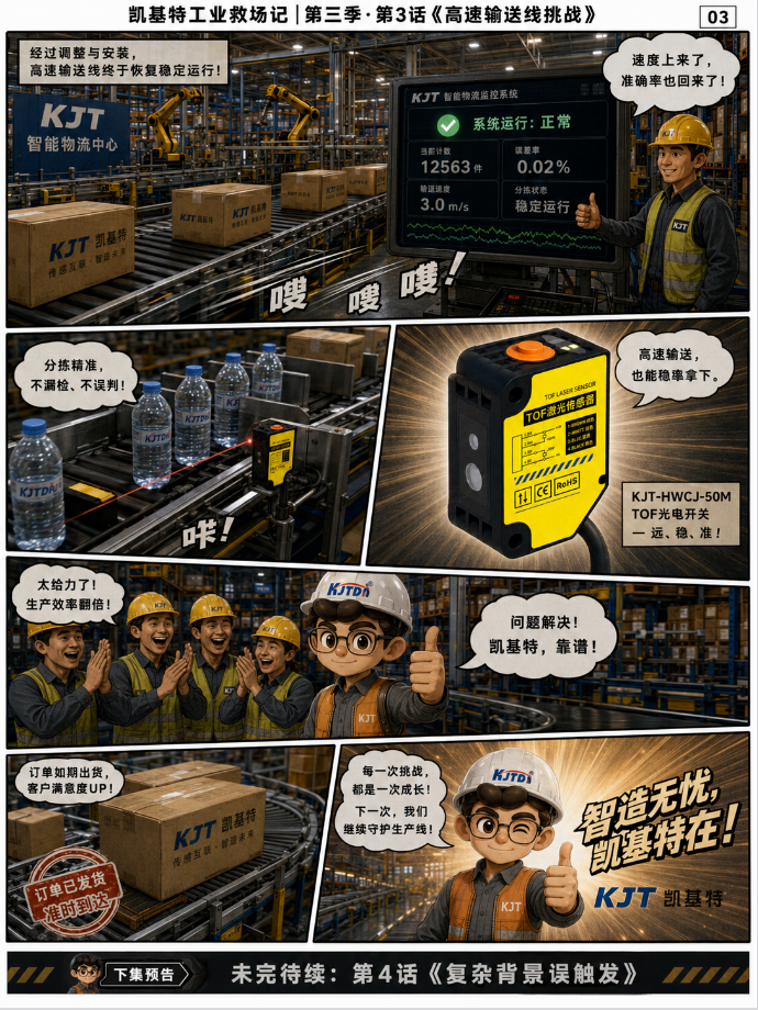 凯基特工业救场记|KJT-50M TOF激光光电传感器 凯基特工业救场记|KJT-50M TOF激光光电传感器