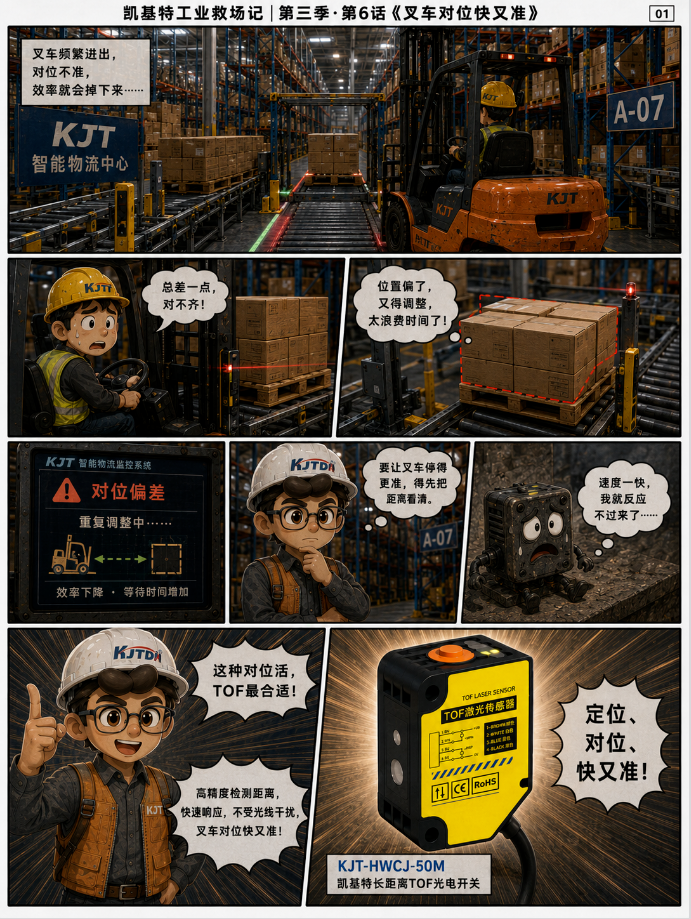 凯基特工业救场记｜KJT-HWCJ-50M TOF光电开关  ：强光、对位、缺料、雨雾，一个个稳住！