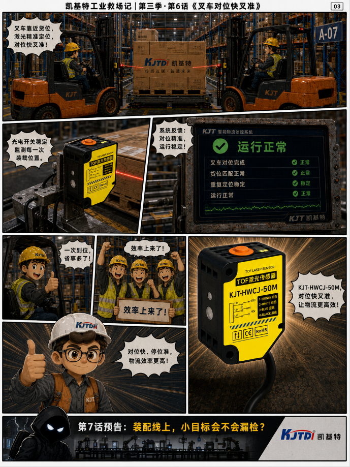 凯基特工业救场记｜KJT-HWCJ-50M TOF光电开关  ：强光、对位、缺料、雨雾，一个个稳住！