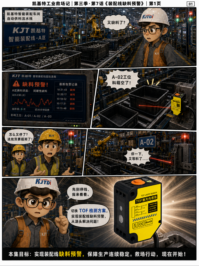 凯基特工业救场记｜KJT-HWCJ-50M TOF光电开关  ：强光、对位、缺料、雨雾，一个个稳住！