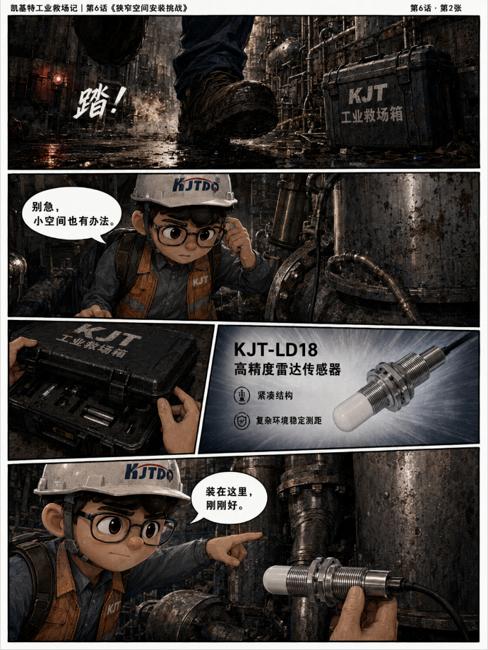 凯基特工业救场记｜KJT-LD18 高精度雷达传感器，复杂工况里的稳定答案