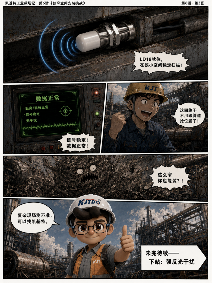 凯基特工业救场记｜KJT-LD18 高精度雷达传感器，复杂工况里的稳定答案