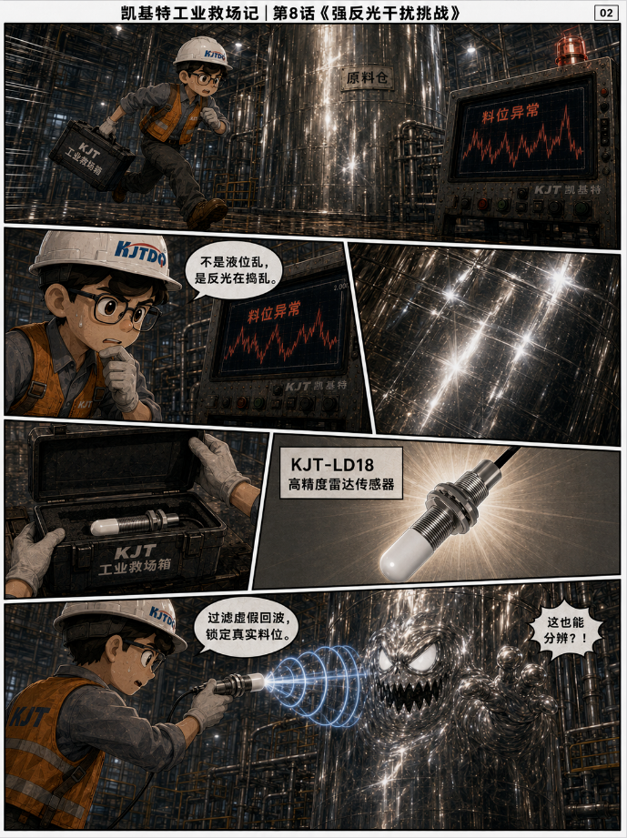 凯基特工业救场记｜KJT-LD18 高精度雷达传感器，复杂工况里的稳定答案