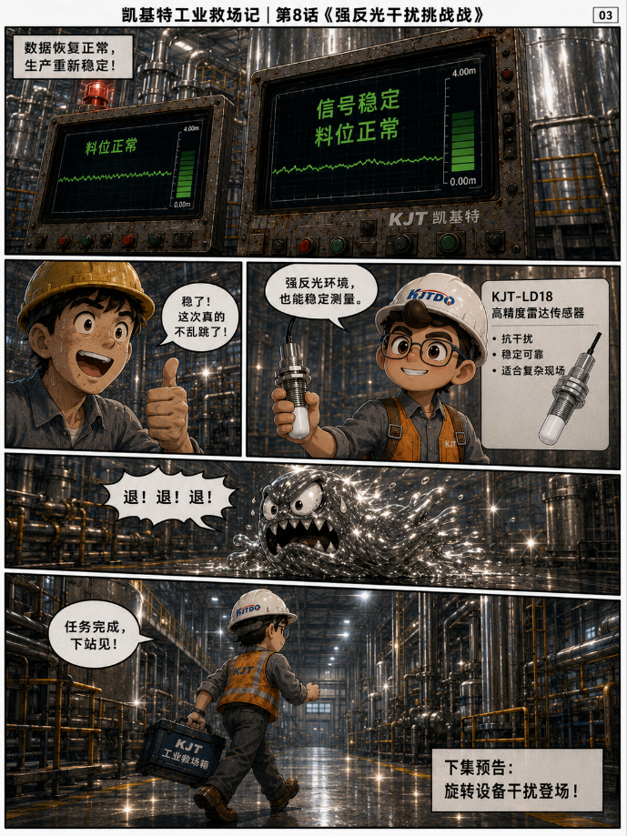 凯基特工业救场记｜KJT-LD18 高精度雷达传感器，复杂工况里的稳定答案