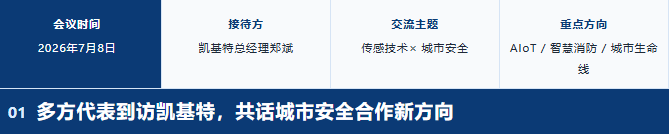 企业动态 | 聚焦传感技术与城市安全多方代表莅临凯基特开展业务合作交流
