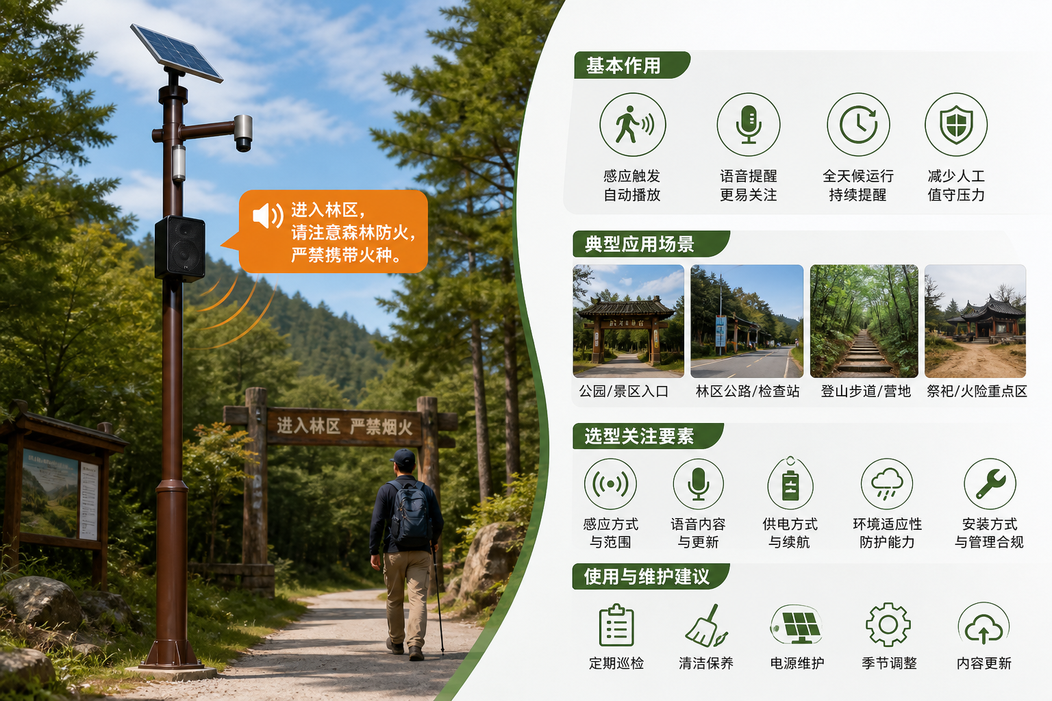 HXA-T03_森林防火感应语音宣传杆的功能定位与应用解析配图 1