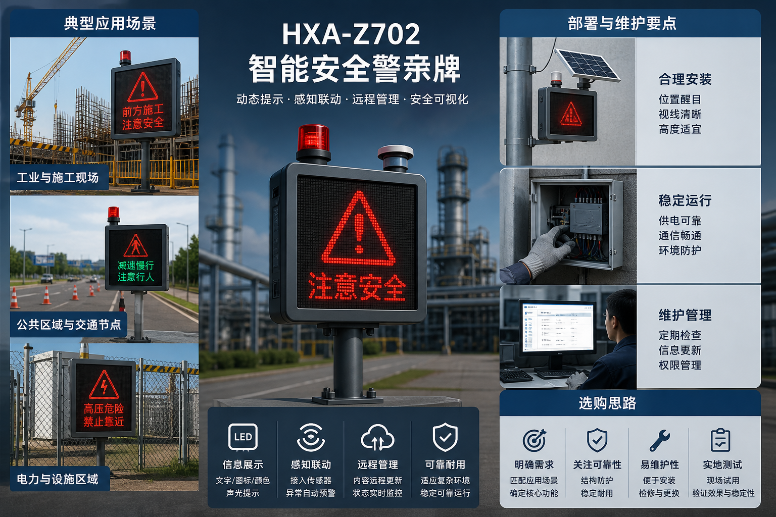 HXA-Z702 智能安全警示牌：功能定位與場景化應用解析配圖 2