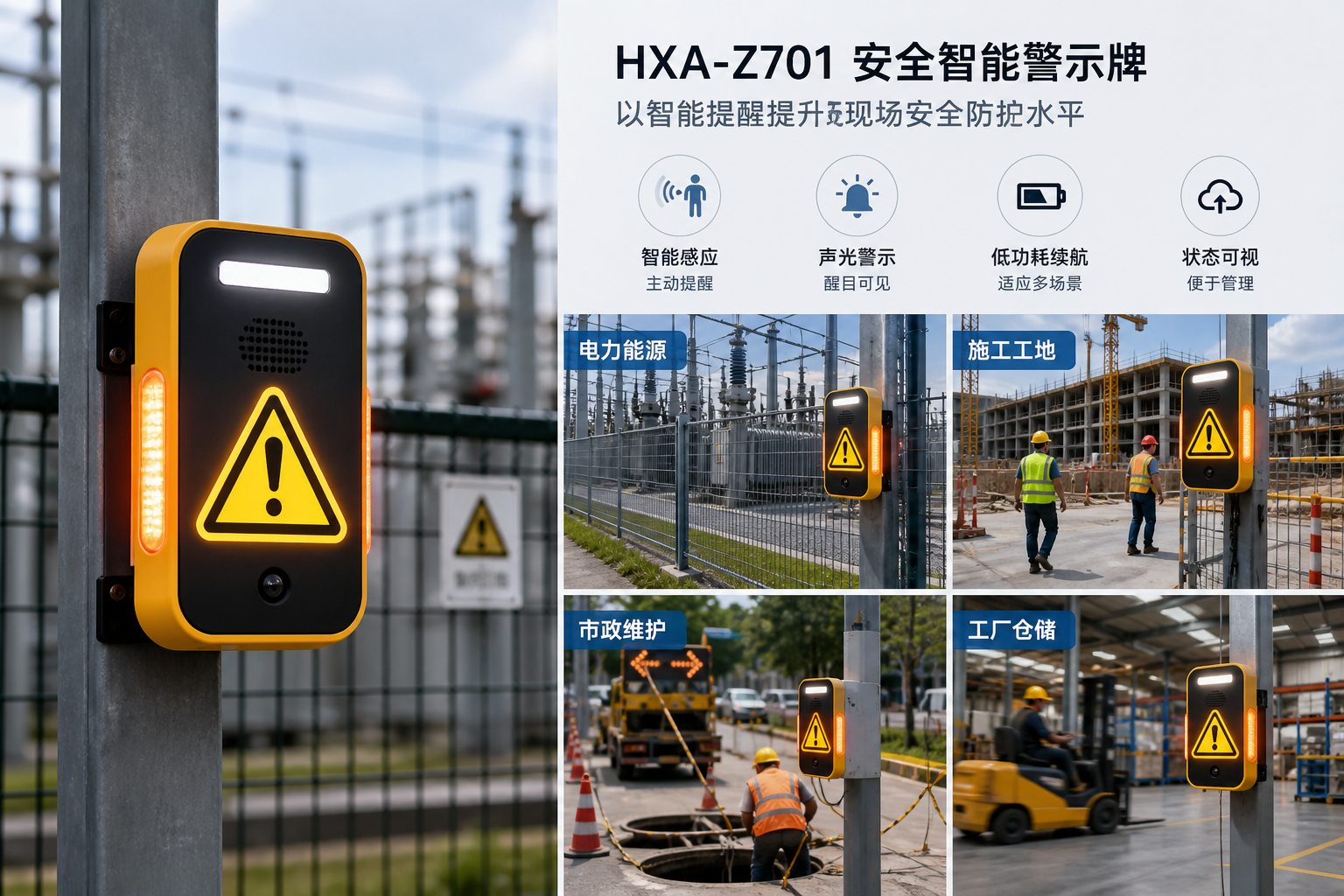 HXA-Z701 安全智能警示牌：以智能提醒提升现场安全防护水平配图 1