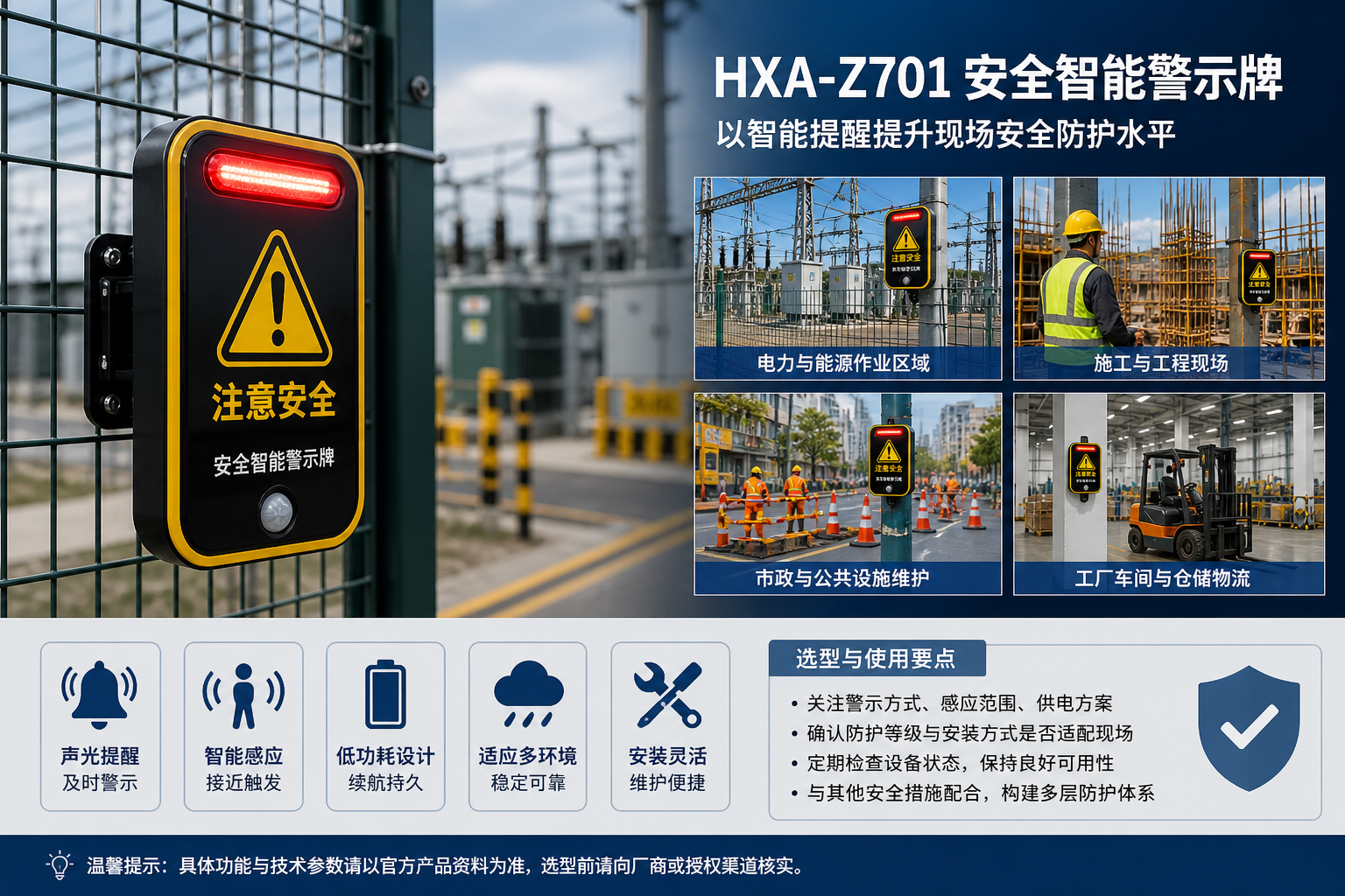 HXA-Z701 安全智能警示牌：以智能提醒提升现场安全防护水平配图 2