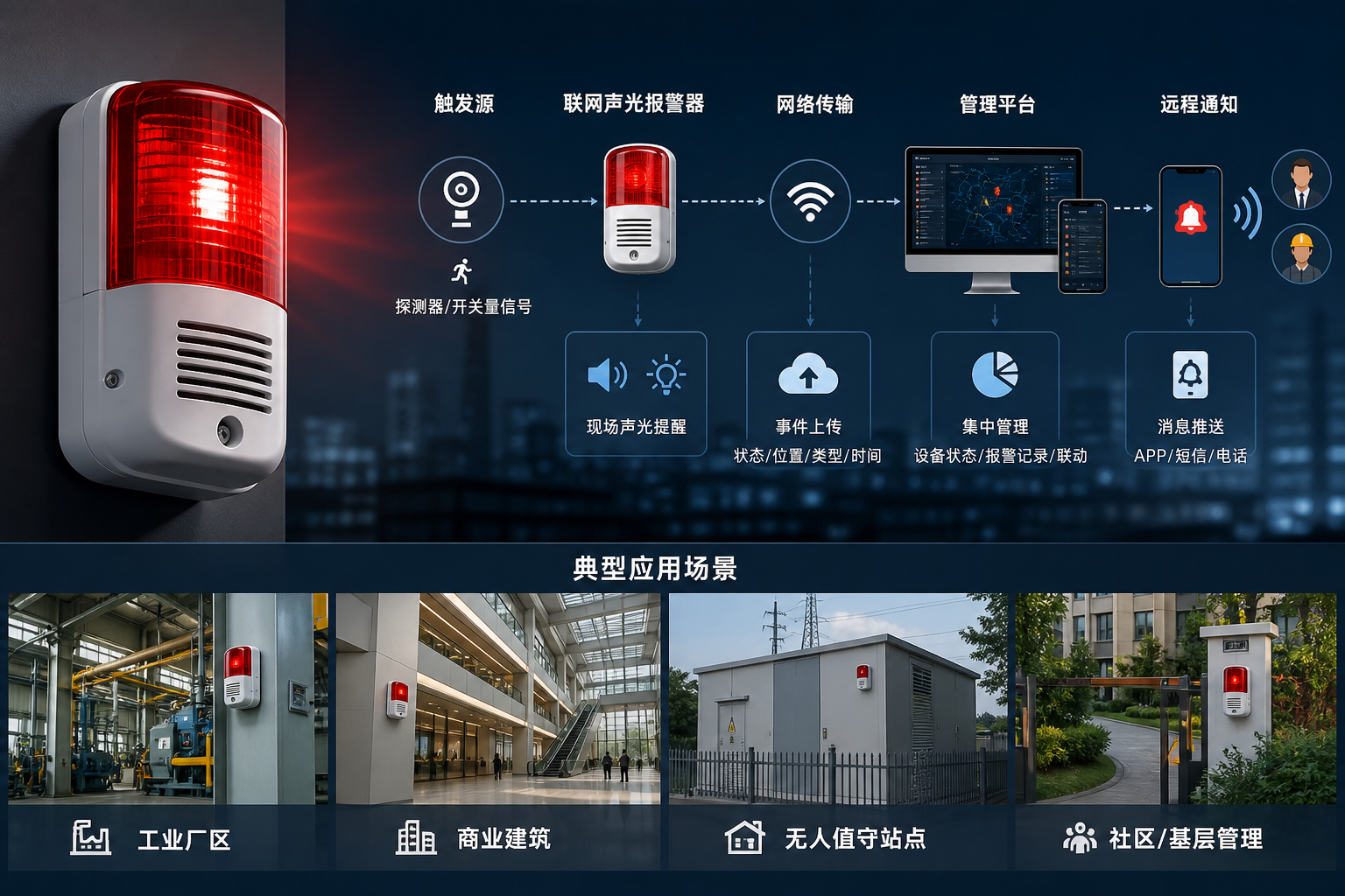 聯網聲光報警器：從本地聲光提醒到遠程聯動預警配圖 1