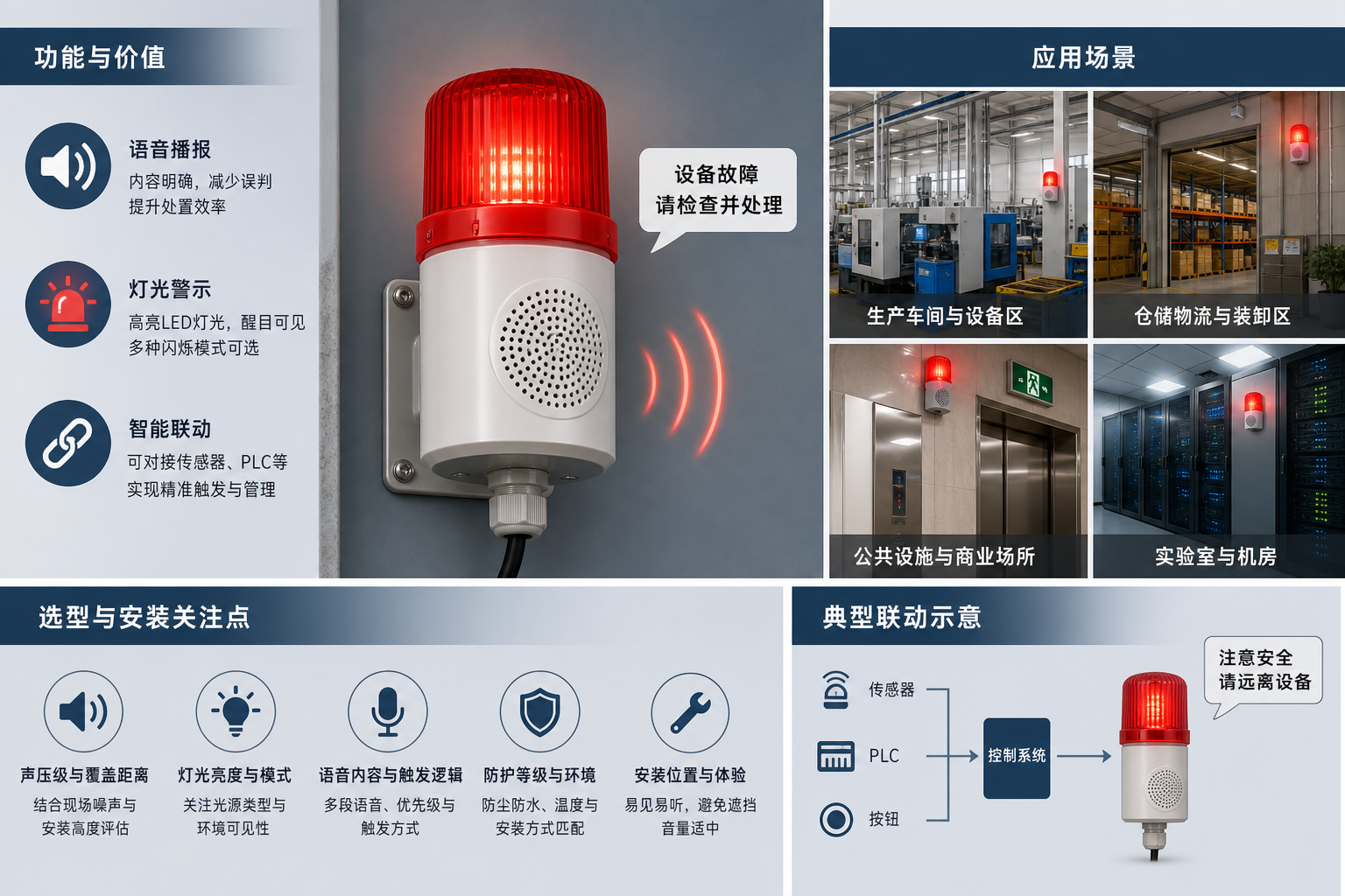 15W智能語音報警燈的功能特點、應用場景與選型建議配圖 1